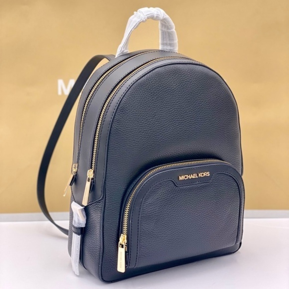 Michael Kors Jaycee Medium Pebbled Leather Backpack Black